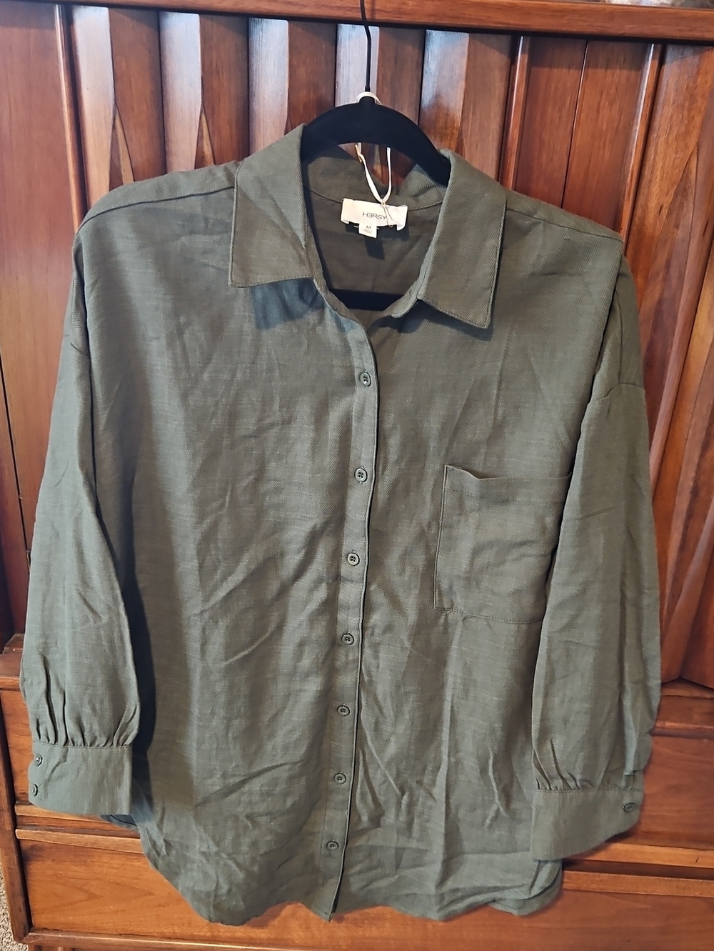 Olive Green Button-Up Womens Shirt